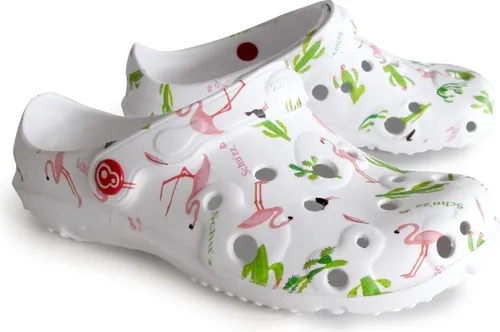 Schu'zz Freizeitschuhe Schuzz Globule Cactus & Flamingo 37 - Damen Clogs für Medizin, Pflege & Gastronomie, leicht und langlebig mit rutschfester PU-Laufsohle für optimalen Komfort im Alltag.