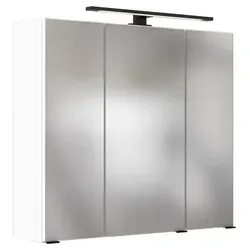 Held Möbel Spiegelschrank Luzern 70 cm weiß - Badezimmerschrank aus MDF, modern und elegant in Weiß, mit praktischen Maßen von 70 x 64,3 x 20 cm, ideal für Ihr Badezimmer.