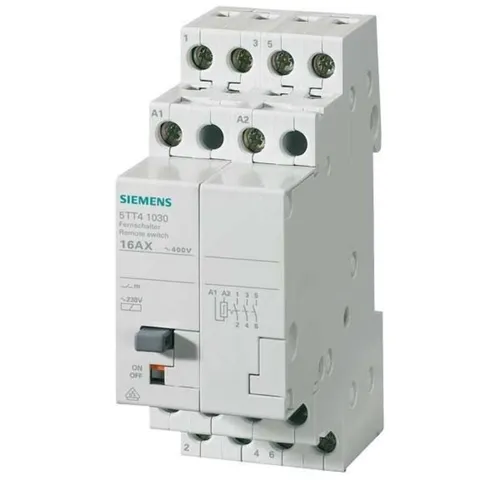 Siemens 5TT4103-0 Stromstoßschalter - 3 Schließer für zuverlässige Steuerung - Sonstige Elektroinstallationsartikel, ideal für Wohn- und Zweckbau, speichert Schaltstellungen auch bei Stromausfall und ermöglicht eine einfache Steuerung durch Impulse.