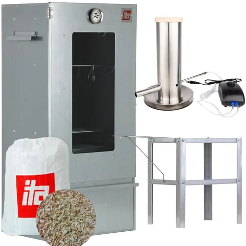ITA Räucherofen 7002 - Premium Smoker Set mit Rauchgenerator - Smoker für Fleisch, Fisch, Käse und Gemüse - mit 3 Etagen für geschmackvolle Räuchererlebnisse und aus robustem Edelstahl für höchste Langlebigkeit und Qualität.