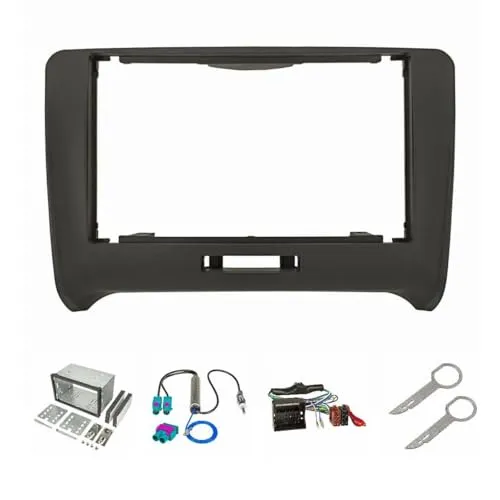 tomzz Audio 2403-063 Doppel DIN Radioblende Set für Audi TT 8J - Kompatibles Einbauset für den Austausch des Werksradios gegen hochwertige Headunits. Mit Aktivadapter für einfache Integration in Audi-Fahrzeuge mit Quadlock-Anschluss. Hochwertige Verarbeitung in anthrazit.