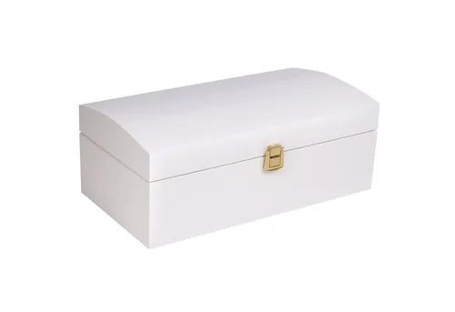 Creative Deco Holzkiste mit Deckel und Schloss - Praktische Holztruhe in Weiß, ideal zur Aufbewahrung und Dekoration. Maße: 34,5 x 18 x 13,8 cm, perfekt für stilvolle Ordnung.