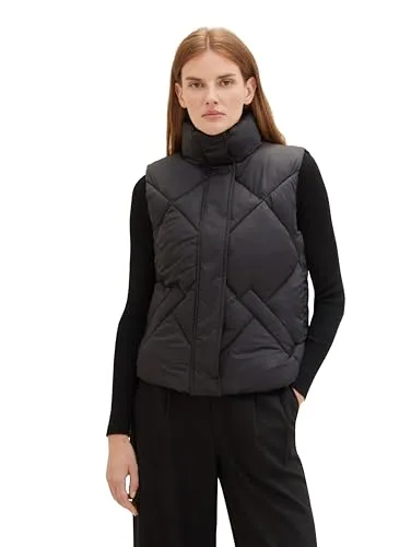 TOM TAILOR Damen Steppweste - Warm und Stylish - Damen-Weste mit modernem Steppdesign, ideal für Übergangszeiten. Aus recyceltem Polyester, mit seitlichen Eingriffstaschen und Regular Fit für optimalen Tragekomfort.