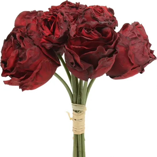 Kunstrosen Rot Seidenblumen Bouquet Deko Rosenstrauß Trockenblumen L23cm 8 St