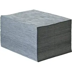 Universalbindevlies 40cm x 50cm - 100 Tü.Krt.RAW - Effektives Bindevlies für wässrige Lösungen, Chemikalien und Öle. Ideal für den Einsatz in der Industrie, geprüft auf Verträglichkeit und Aufnahmevermögen.