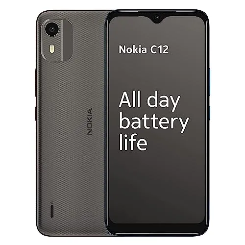 Nokia C12 TA-1535 DS 2/64 Charcoal - Simlockfreies Handy mit hochwertigem Material, langlebig und robust für flexible Gestaltung im Alltag.