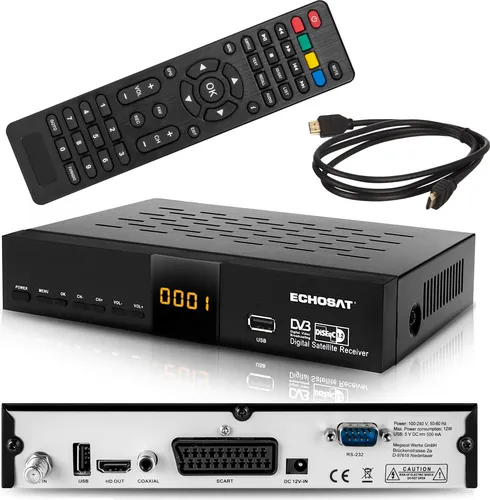 Echosat OM-20900M HD Sat-Receiver - TV-Receiver mit Full HD Empfang, vielseitigen Anschlüssen (HDMI, Scart, 2x USB) und Multimedia-Funktionen. Ideal für jedes Sat-System und platzsparend mit nur 12 W im Betrieb.