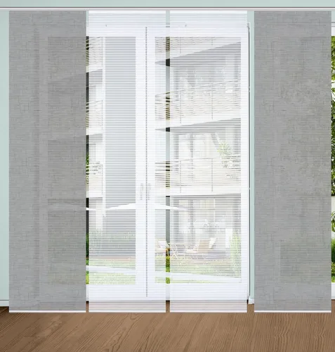 HOME in green Schiebevorhang grau - Eleganter Schiebevorhang aus hochwertigem Synthetik, ideal für moderne Wohnräume. Maße: 60x245 cm. Profitieren Sie von einem 10€ Willkommens-Gutschein bei Newsletter-Anmeldung!