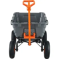SucceBuy-Muldenkipper – Poly-Gartenwagen mit Stahlrahmen, 1500 Pfund Kapazität, 2-in-1-Umbaugriff, Mehrzweckschubkarre mit 13-Zoll-Reifen