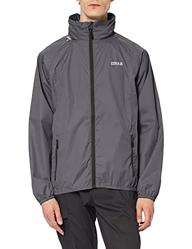 PRO-X elements Herren Pack able Jacke, Anthrazit, XL - Funktionsjacke, die sich mühelos verstauen lässt und optimalen Schutz bei jedem Wetter bietet! Wasserdicht, winddicht und atmungsaktiv mit 10.000 mm Wassersäule.