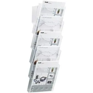 Helit Prospekthalter H61031-02 the grid wall, klar, Wandprospekthalter, Kunststoff, 5 x A4