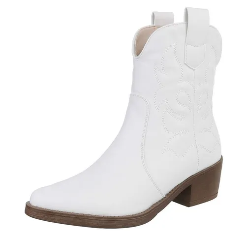Ital-Design Modische Cowboy-Stiefel für Damen mit Verzierungen (89938123) in Weiß - Entdecken Sie die stilvollen Cowboy-Stiefel mit kunstvollen Verzierungen. Hergestellt aus hochwertigem Material, bieten sie Komfort und eine robuste Sohle für sicheren Halt – ideal für jeden Anlass!