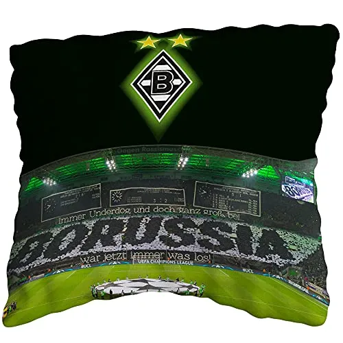 Borussia Mönchengladbach Wende-Kissen 40x40 cm - Zierkissen mit dem beliebten Borussia Park Design, kuschelig und pflegeleicht für optimalen Schlafkomfort und ein gesundes Wohlfühlklima.