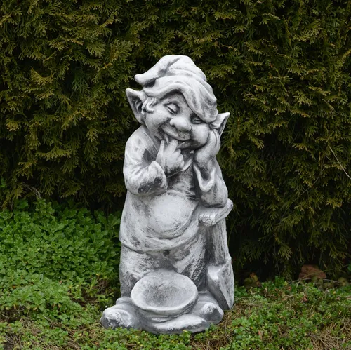 Gartenfigur Gnom - Verschönern Sie Ihren Garten - Figuren - Frostsichere Steinfigur (H. 46 cm, 12 kg) sorgt für Freude und Ruhe im Garten und erinnert an Pflanzzeiten.