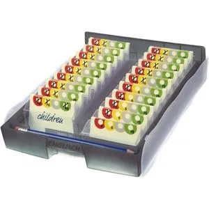 Han Karteikasten 9988-693 Croco für 2000 Karten - Transluzenter Kunststoff Karteikasten für 2000 A8-Karten, inkl. 100 Karteikarten und Beschriftungsschild. Ideal zum Lernen mit verschiebbaren Kästchen und stapelbar.