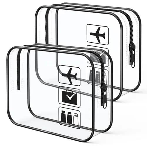 Vonsera 2 Stück Kulturtasche Transparent, Reise Kosmetiktasche Durchsichtig, TSA-geprüft Beutel Flugzeug Handgepäck Wasserdicht, Kulturtaschen für Herren, Damen, Kinder