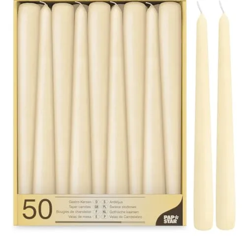 STARPAK Leuchterkerzen 22 mm creme 50er Pack - Sonstige Kerzen in creme, ideal für stimmungsvolle Anlässe, langlebig und hochwertig, perfekt für jeden Leuchter.