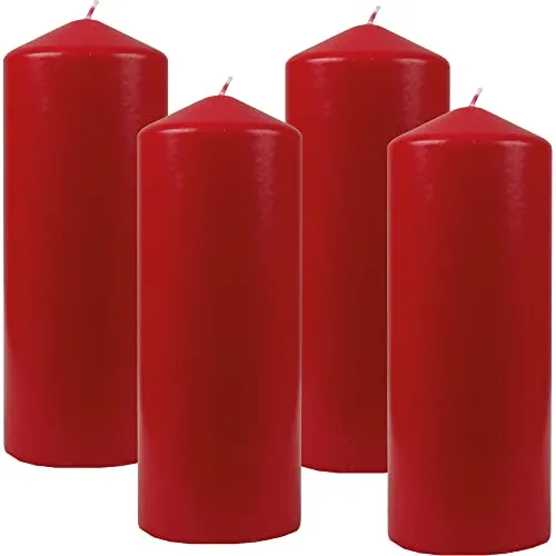 Bestgoodies Stumpenkerzen Wachskerzen Ø6cm x 17cm (4er Pack) Rubinrot - Lange Brenndauer, Hergestellt in EU, Kerzen Blockkerzen - Wachs Stumpen