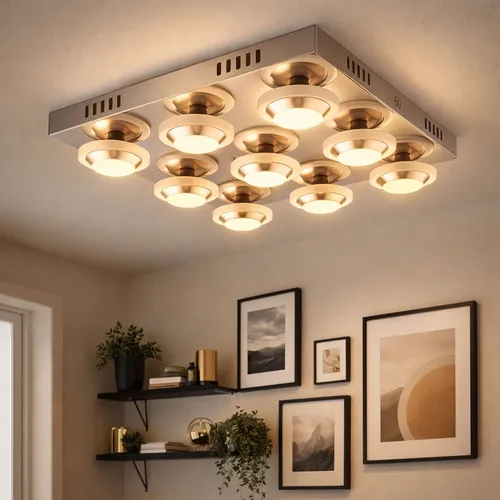 LED Deckenlampe DESIGN - Moderne Deckenleuchte für Wohn- und Esszimmer - Stilvolle Deckenleuchte mit 9 warmweißen LEDs, ideal für jedes Zimmer. Hohe Lichtleistung von 3600 lm bei modernem Design und energieeffizienter Technologie.