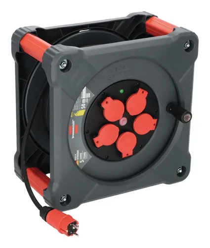 Brennenstuhl Professional Kabeltrommel KA 5100 5 IP44 - Kabeltrommel mit 50m Kabel und 5 Steckdosen, ideal für den Einsatz im Freien dank IP44-Schutz und robustem Design für maximale Langlebigkeit.