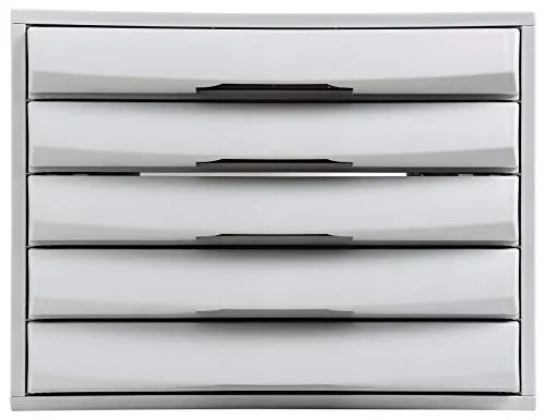 Exacompta 222040D Premium Ablagebox mit 5 Schubladen - Bürobedarf: Ablageboxen mit 5 hoch belastbaren Schubladen, einzigartigem Stopp-Mechanismus und rutschfester Unterseite für mehr Ordnung und Platz auf dem Schreibtisch.