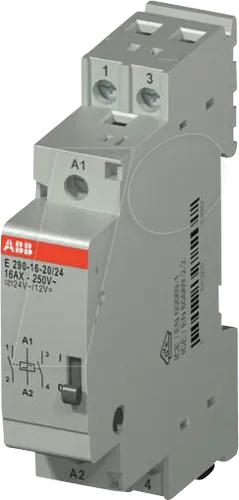 ABB Stromstoß-Schalter Hutschiene E290-16-20/24 - Relais zur energiesparenden Beleuchtungssteuerung, ideal für Lichtsteuerung von mehreren Orten aus, mit mechanischer Haltefunktion bei Spannungsausfall.