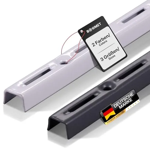 BOOMET Wandschienen 1-reihig · Länge: 150cm · Farbe: Weiß · Menge: 4 · Regalsystem Wandschiene für Regalhalter · Wandregal Schienensystem für Regalträger