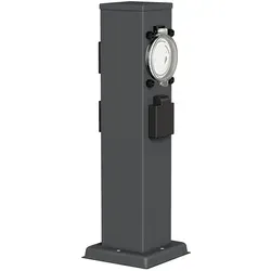 Garten Steckdosensäule Polly, Edelstahl, 3-Fach mit Timer in weiß von LEDs Com