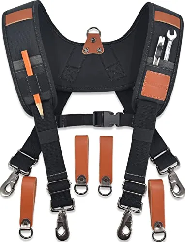 Robuste Leder-Werkzeuggürtel-Hosenträger, Leder-Werkzeugtaschen-Hosenträger, Leder-Hosenträger für Werkzeuggürtel, Tischler-Hosenträger, Bauwerkzeuggürtel, Werkzeuggürtel-Hosenträger