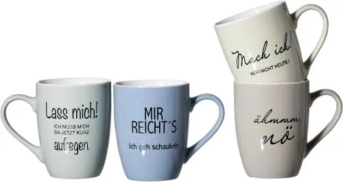Ritzenhoff & Breker Kaffeebecher Lustige Sprüche Größe Kaffeebecher 330 ml 4-fach sortiert