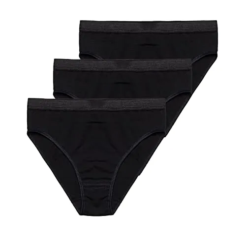 HAASIS BODYWEAR, Mädchen Slip 3er Pack GOTS zertifiziert, Single Jersey, Bio Baumwolle/Elasthan, weicher Glanzgummibund, Made in Europe, Größe:104, Farbe:schwarz