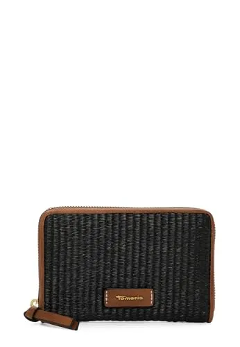 Tamaris Fernanda Zip Around Wallet Black - Damen-Geldbörsen mit gewebtem Look, ideal strukturiert für eine einfache Organisation Ihrer Finanzen. Perfekt für den täglichen Gebrauch!