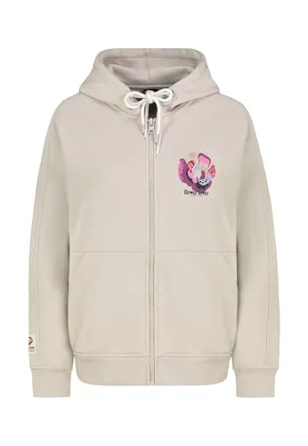Sublevel Damen Sweatjacke mit Prints und Kapuze Light-beige L