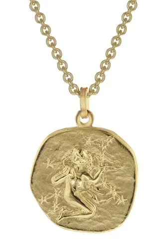 trendor Kette mit Anhänger Jungfrau Sternzeichen Ø 20 mm Gold auf Silber - Ketten mit Anhänger – Edler Jungfrau-Anhänger aus Sterlingsilber mit Goldplattierung, poliertes Motiv auf mattiertem Hintergrund, ideal für Sternzeichen-Liebhaber.