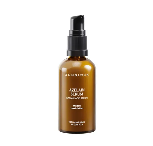 JUNGLÜCK Gesichtsserum Azelain Serum - 10% Azelainsäure - Das JUNGLÜCK Azelain Serum mit 10% Azelainsäure wirkt gezielt gegen Unreinheiten und sorgt für einen klaren Teint. Ideal für ölige Haut, reguliert es die Talgproduktion und beruhigt gereizte Stellen. Für ein ausgeglichenes Hautbild.