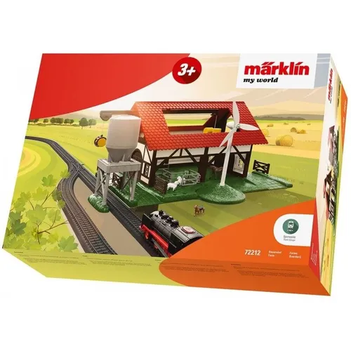 Märklin World 72212 H0 Bauernhof Bausatz - Gebäude, Tunnel, Brücken - Stabiler Bausatz mit Tierfiguren und verladbaren Strohballen, ideal für kreative Modelleisenbahn-Fans.