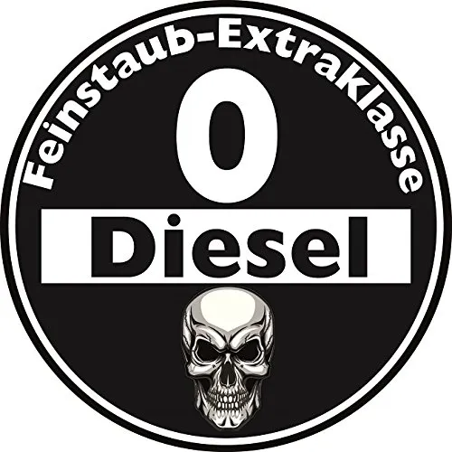 Aufkleber Feinstaub Umwelt Plakette Diesel Schwarz für die Innenscheibe 2 Stück JDM Tuning Fun Lustig Auto LKW Sticker Autoaufkleber Fahrverbot Umweltzone