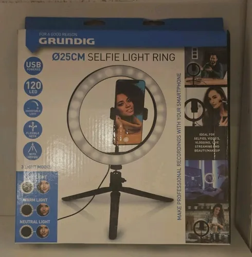 Grundig® Ringlicht auf Stativ Selfie Ringlicht ⌀ 25 CM 11 Helligkeit