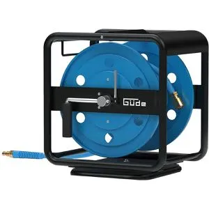 Güde Druckluftschlauchtrommel 30m - 17 Bar - Kabeltrommel mit 30 m PU-Schlauch, 360° drehbar und stabiler Standfuß, ideal für Werkstätten und Heimwerkerprojekte.