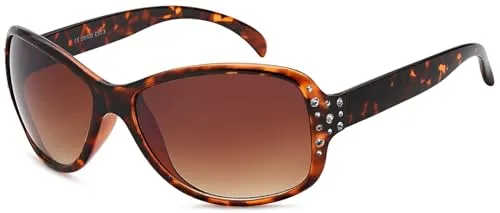 styleBREAKER Damen Butterfly Sonnenbrille mit Strass und Verlaufstönung, Schmetterlingsform 09020054, Farbe:Gestell Braun Demi/Glas Braun Verlauf