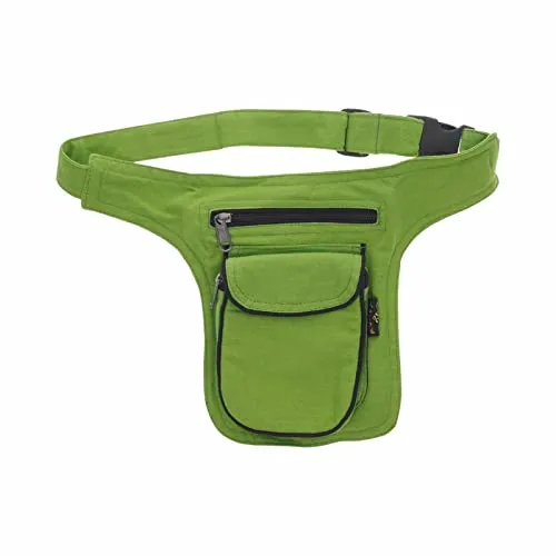 Kunst und Magie Kinder Goa Schulter Bauchtasche Gürteltasche Bauchgurt Hippie PSY Sidebag, Farbe:Grün