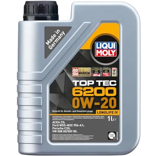 LIQUI MOLY Top Tec 6200 0W-20 | 1 L | Synthesetechnologie Motoröl | Art.-Nr.: 20780, Farblos, 1 Liter