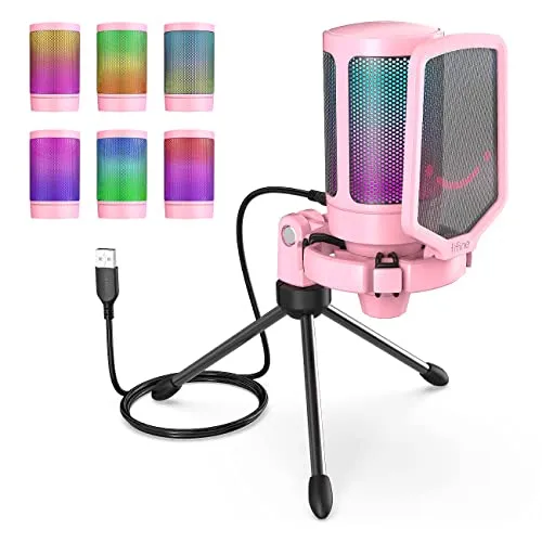 FIFINE Gaming Mikrofon PC - USB Mikrofon für PS4/PS5 mit RGB und Stummschalttaste - Mikrofone für Gamer: Mit lebendigem RGB-Licht, präziser Schallaufnahme und praktischem Quick-Mute für ein optimales Streaming-Erlebnis.