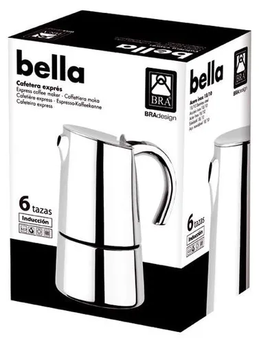 BRA Bella Kaffeemaschine 2 Tassen aus Edelstahl 18/10