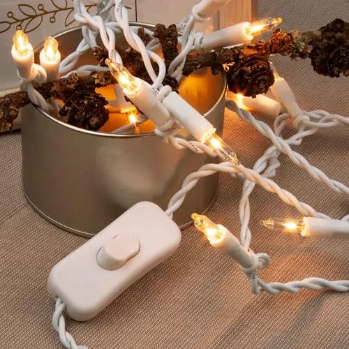hellum Mini Lichterkette 20er mit Stecker - Dekorative Lichterkette für Innen mit 20 klaren Echtglaslämpchen, 4,35m Gesamtlänge und 1,5m Zuleitung. Ideal für stimmungsvolle Beleuchtung das ganze Jahr über. Ersatzbirnen inklusive.