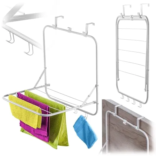 KADAX Wäscheständer zum Aufhängen über der Tür, hängender Wäschetrockner aus Metall, klappbarer Hängetrockner für Kleidung & Handtücher, Trockengestell