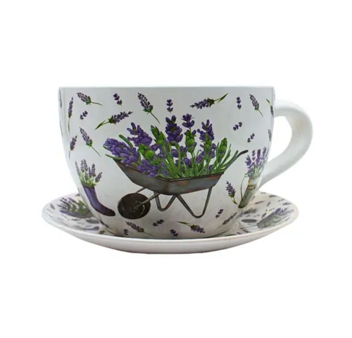 Produktbild Dekohelden24 Pflanzkübel mit Lavendelmuster, 25cm