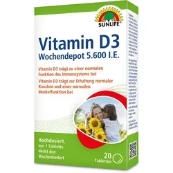 SUNLIFE® Vitamin D3 Wochendepot 20 Tabletten Knochen Zähne Langzeitwirkung Immunsystem Gesund Sonnenvitamin