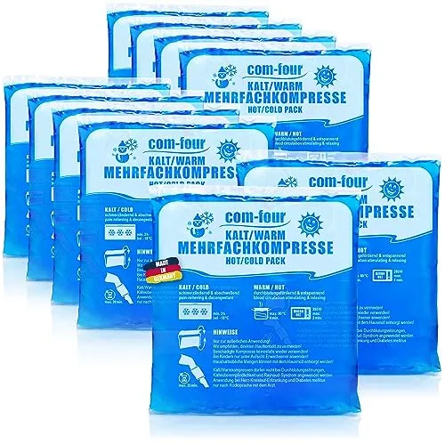 com-four® 10x Mehrfach-Kompresse 14 x 13 cm für Warm und Kaltkompressen, Kühlpads - Kühlpack mikrowellengeeignet - Made in Germany (10 Stück - mittel)