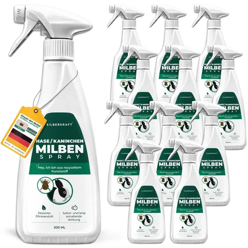 SILBERKRAFT Milbenspray für Hasen und Kaninchen - Effektives Milbenspray zur Unterstützung der Pflege von Hasen und Kaninchen. Bietet sofortigen Schutz und langanhaltende Wirkung gegen Milben. Hergestellt in Deutschland mit höchsten Qualitätsstandards.